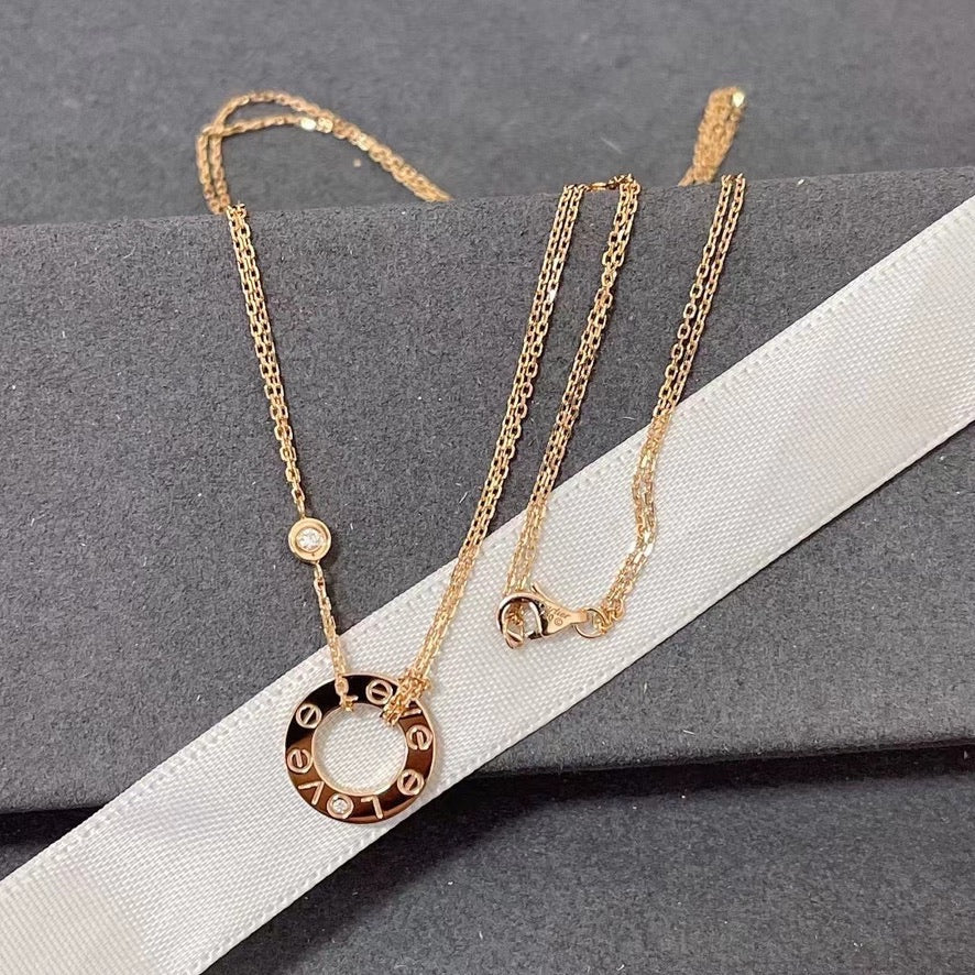 CARTIER LOVE NECKLACE 16MM 2 DIAMONDS