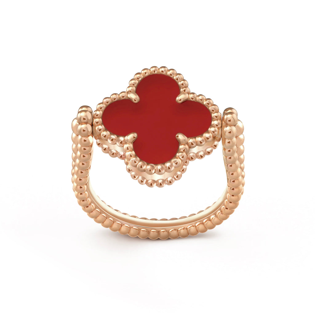 VCA CLOVER RIVERSIBLE PINK GOLD RING