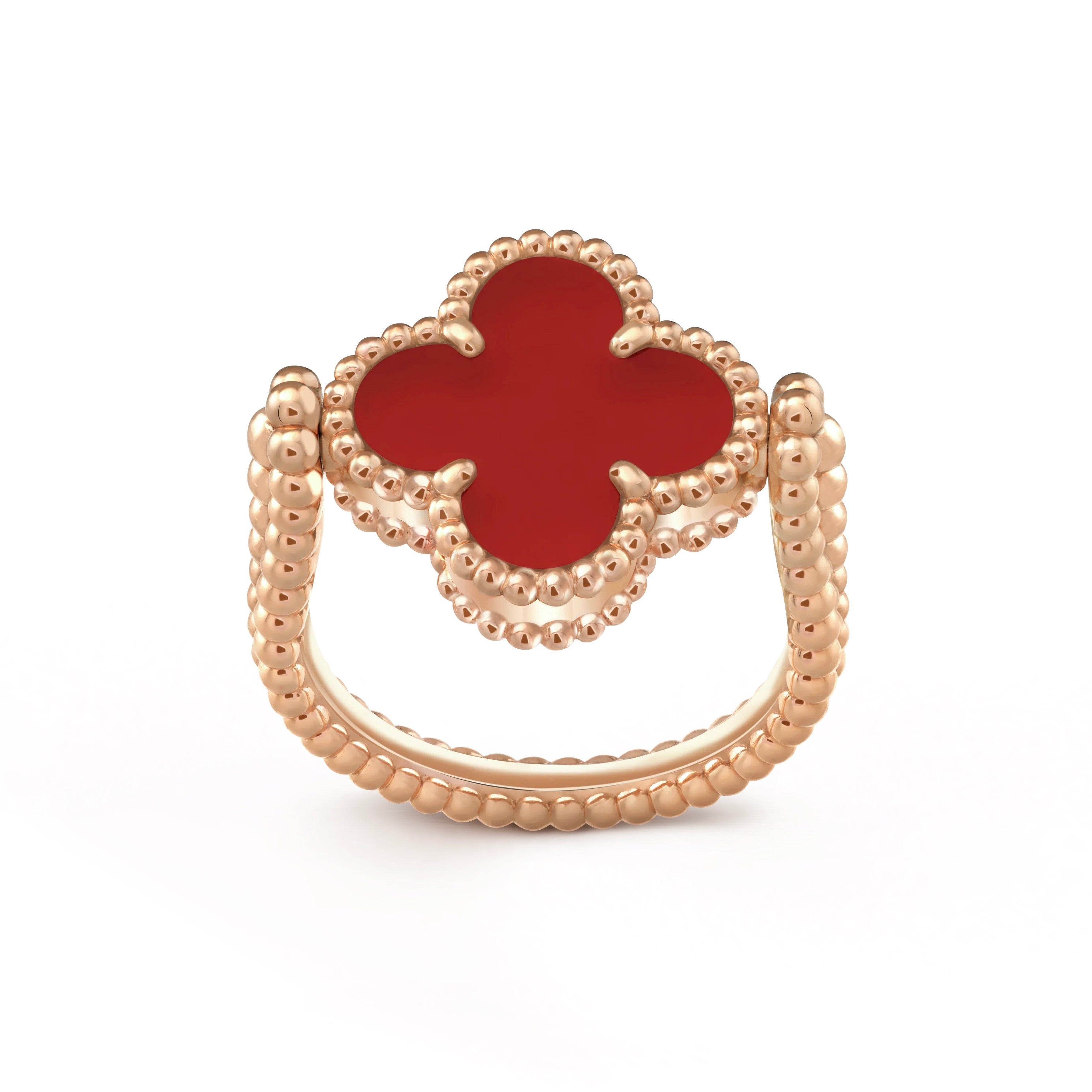 VCA CLOVER RIVERSIBLE PINK GOLD RING