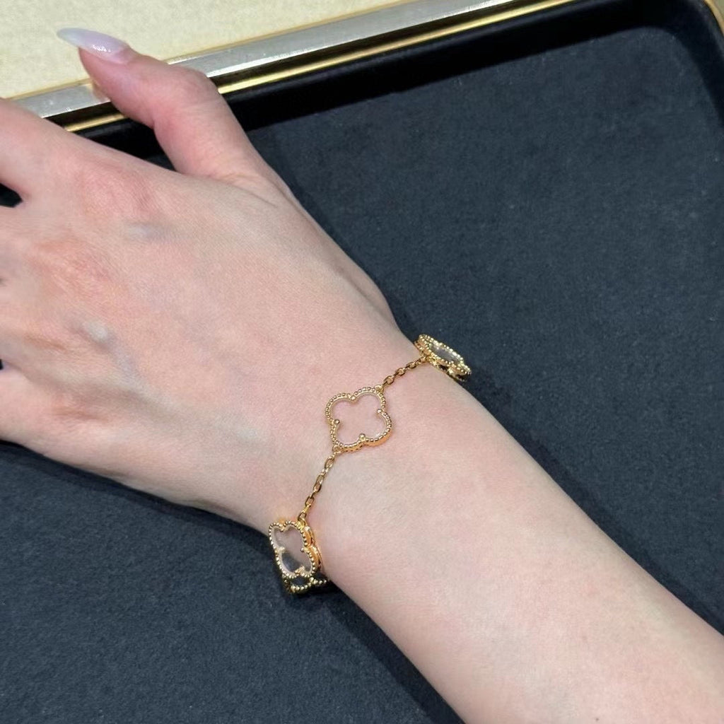 VCA CLOVER 5 MOTIF ROCK CRYSTAL BRACELET