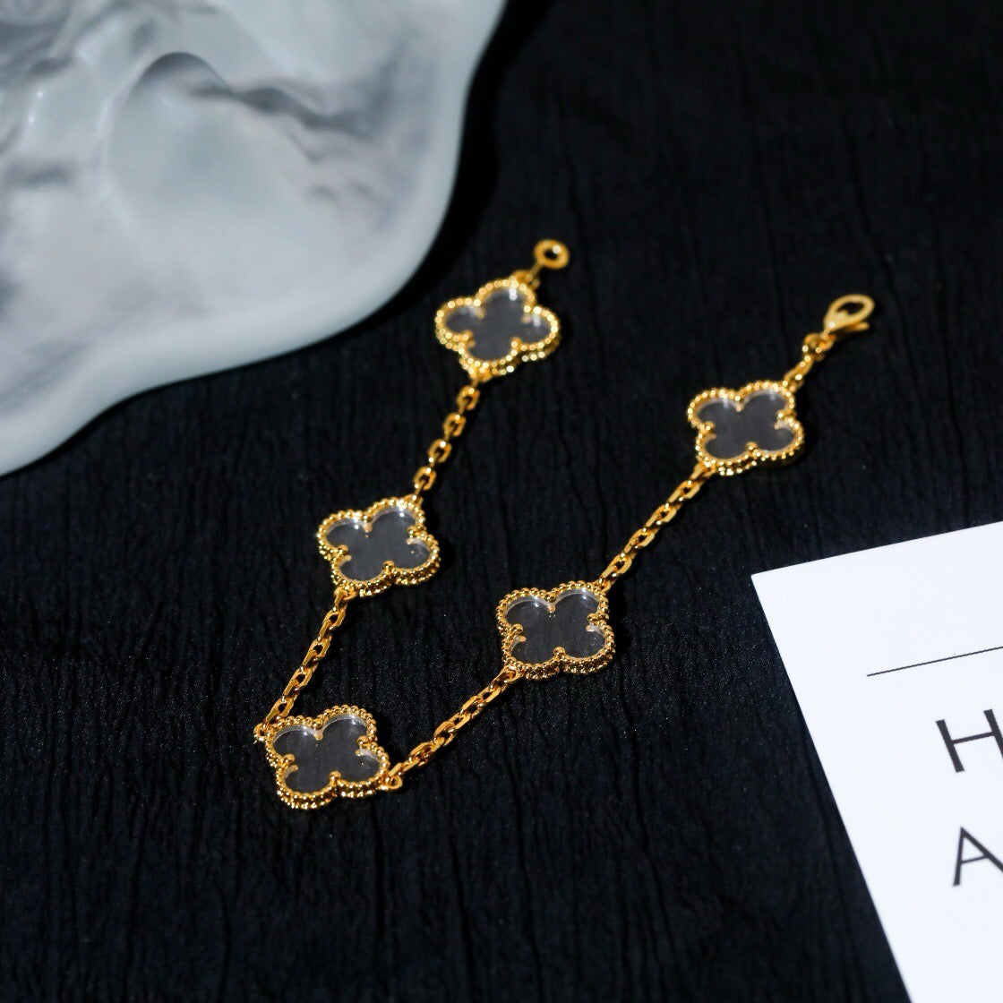 VCA CLOVER 5 MOTIF ROCK CRYSTAL BRACELET
