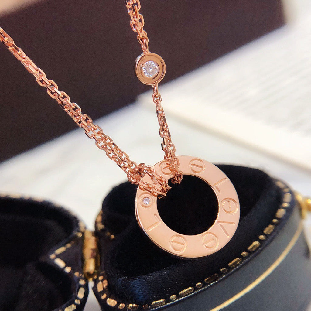 CARTIER LOVE NECKLACE 16MM 2 DIAMONDS