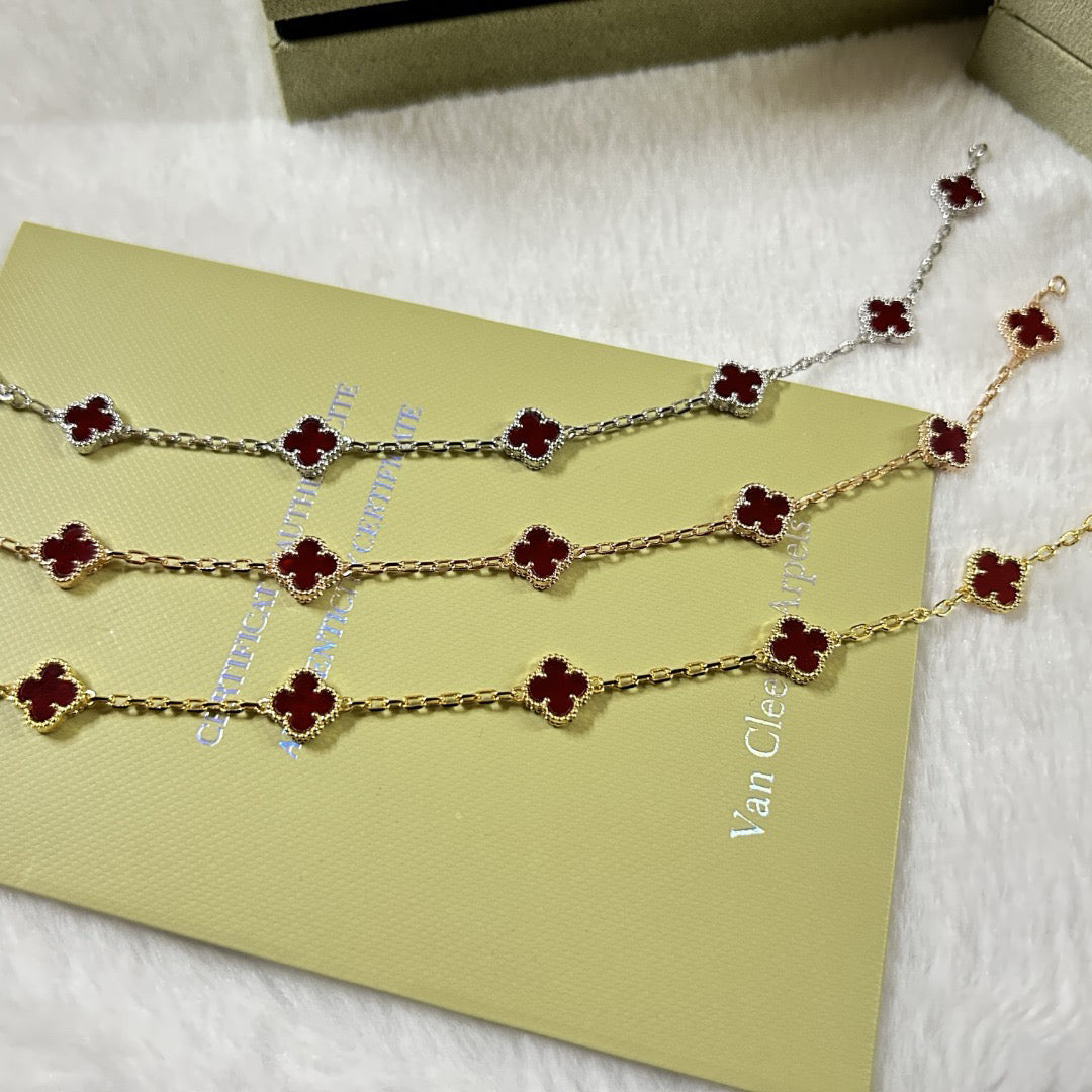 VCA CLOVER 6 MOTIF RED AGATE BRACELET