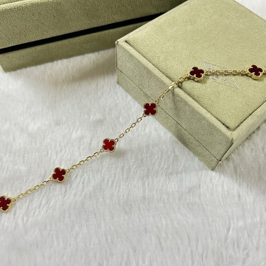 VCA CLOVER 6 MOTIF RED AGATE BRACELET