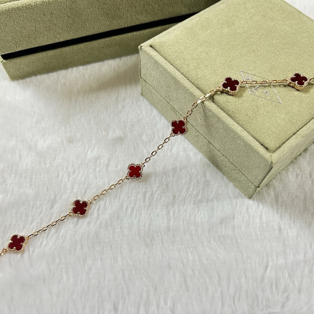 VCA CLOVER 6 MOTIF RED AGATE BRACELET