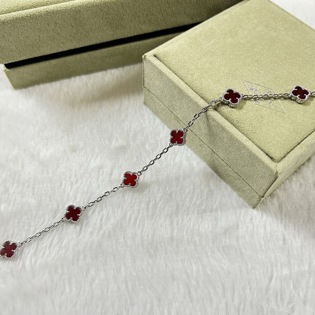 VCA CLOVER 6 MOTIF RED AGATE BRACELET