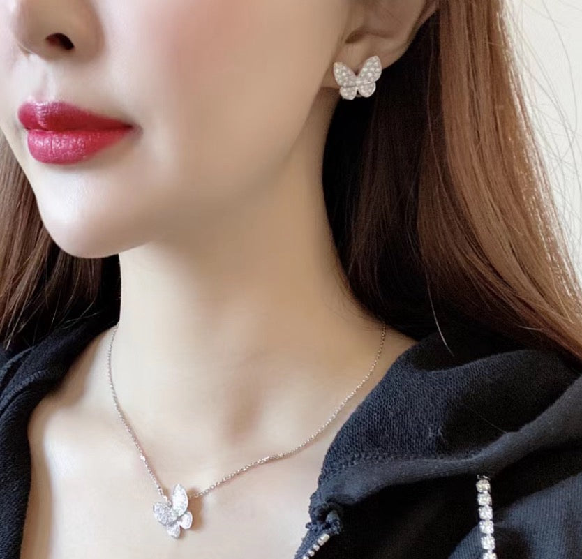VCA BUTTERFLY ALL DIAMOND EARRINGS