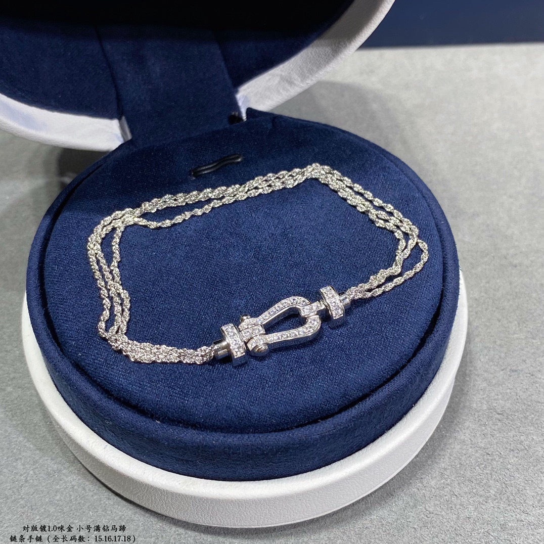 FRED FORCE SMALL HORSESHOE DIAMOND CHAIN ROPE BRACELET