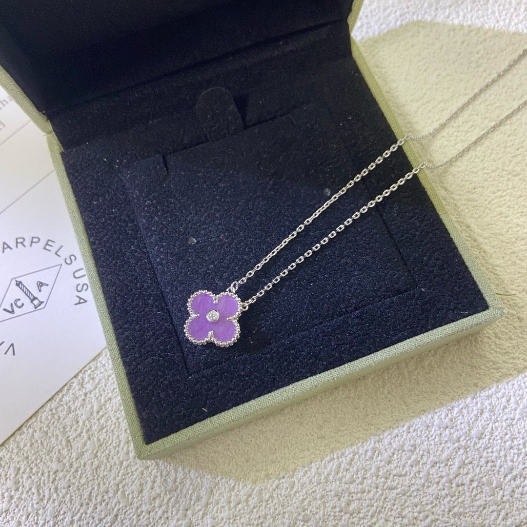 VCA CLOVER 15MM DIAMOND PURPLE VIOLET NECKLACE