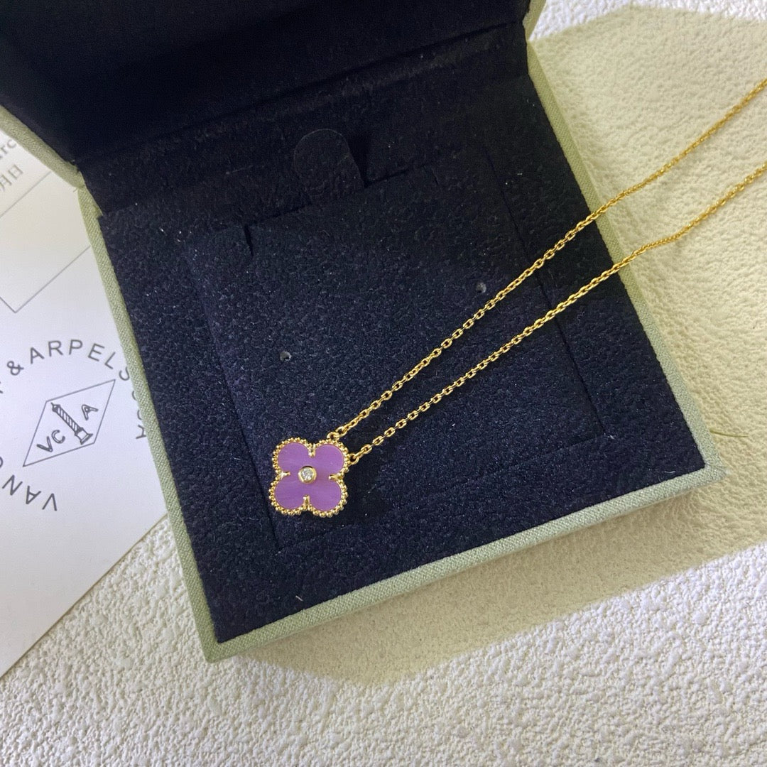 VCA CLOVER 15MM DIAMOND PURPLE VIOLET NECKLACE