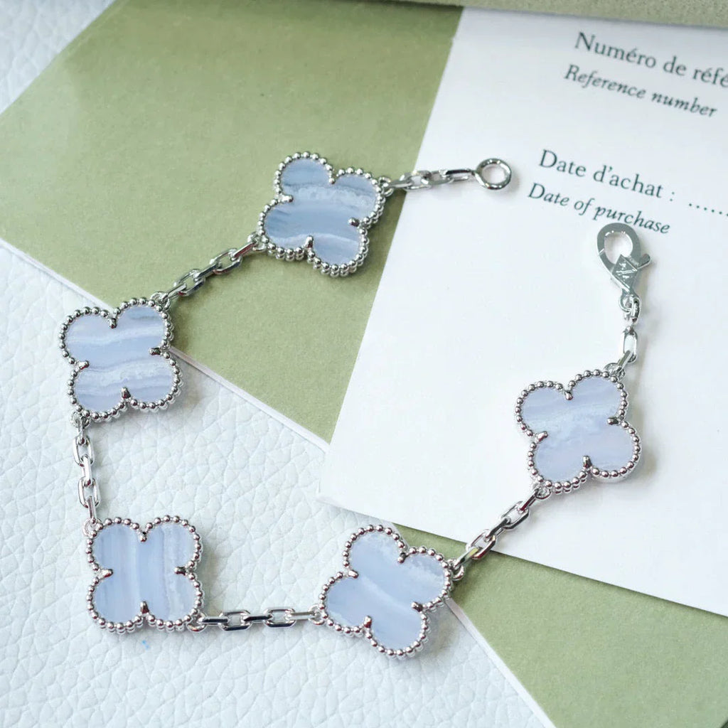 VCA CLOVER 5 MOTIF PURPLE CHALCEDONY BRACELET COLLECTION
