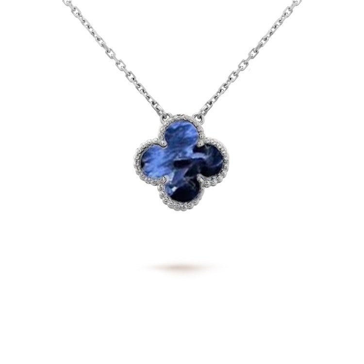VCA CLOVER 15MM PIETERSITE NECKLACE SILVER