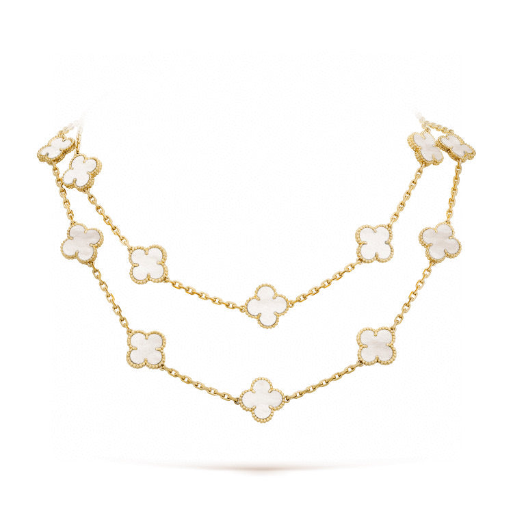VCA CLOVER 20 MOTIFS WHITE MOP NECKLACE