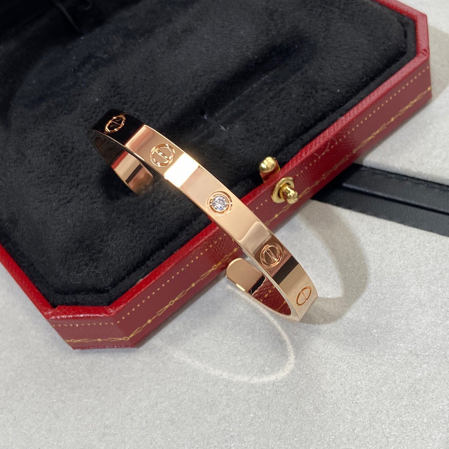 CARTIER LOVE BRACELET 6.1MM 1 DIAMOND OPEN CUFF
