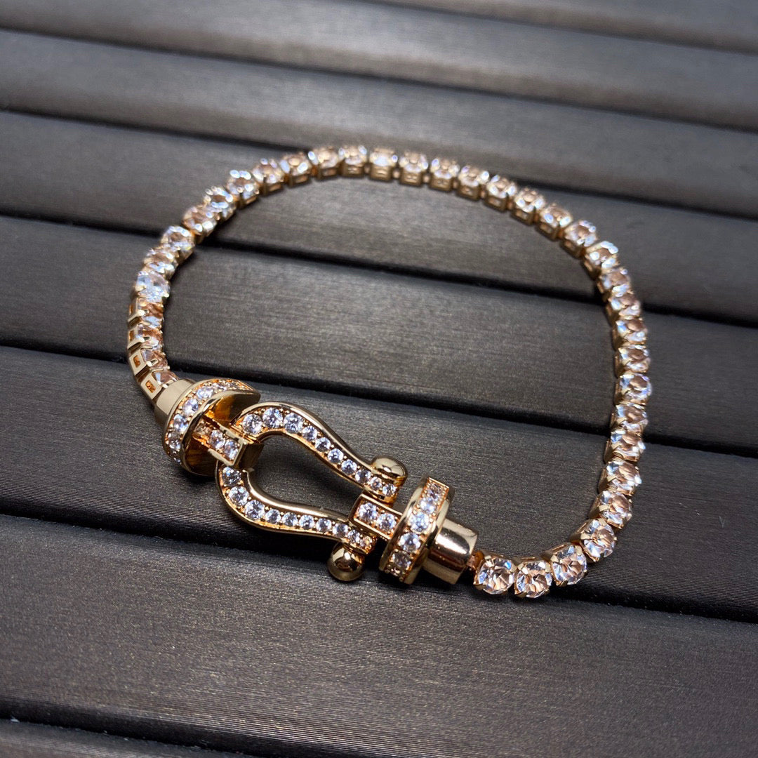 FRED FORCE LARGE HORSESHOE FULL DIAMOND TENNIS BRACELET