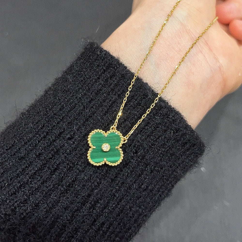 VCA CLOVER 15MM DIAMOND TURQUOISE NECKLACE
