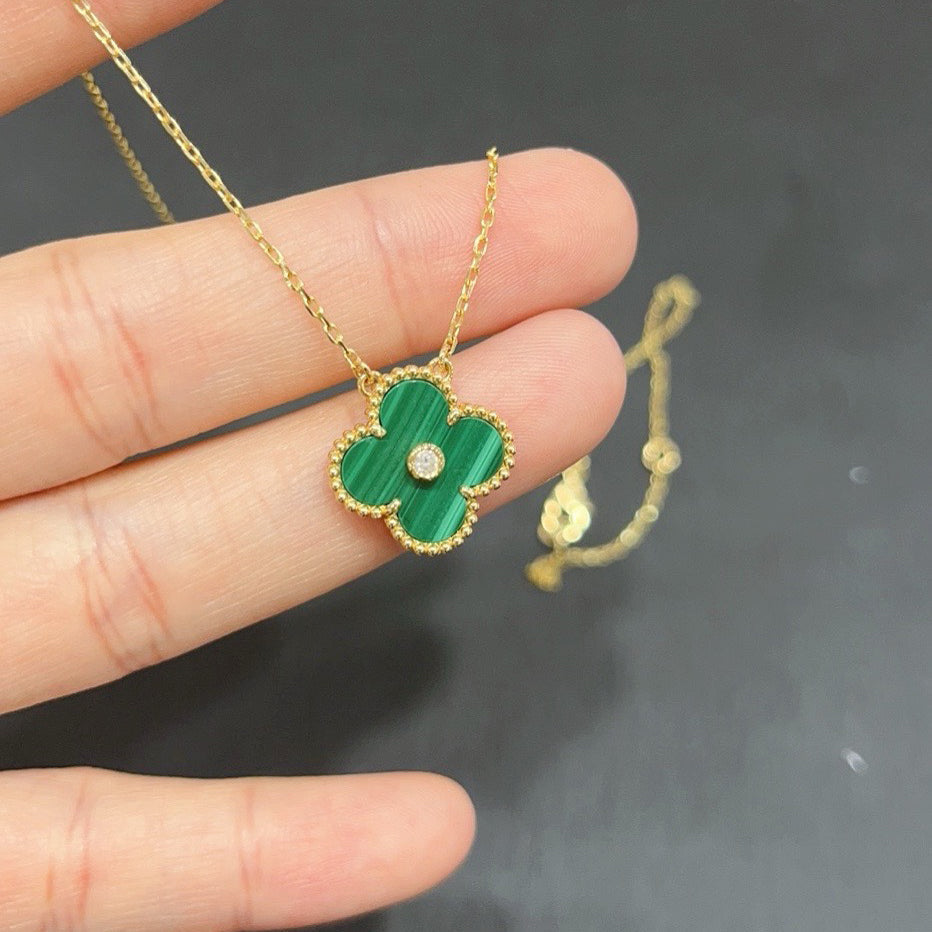 VCA CLOVER 15MM DIAMOND TURQUOISE NECKLACE