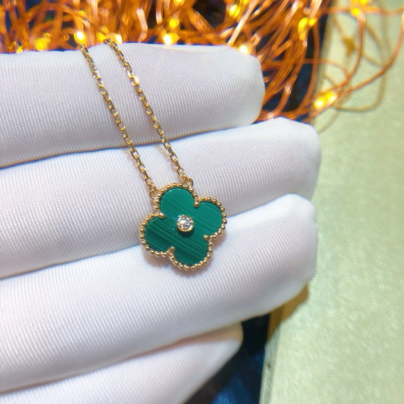 VCA CLOVER 15MM DIAMOND TURQUOISE NECKLACE