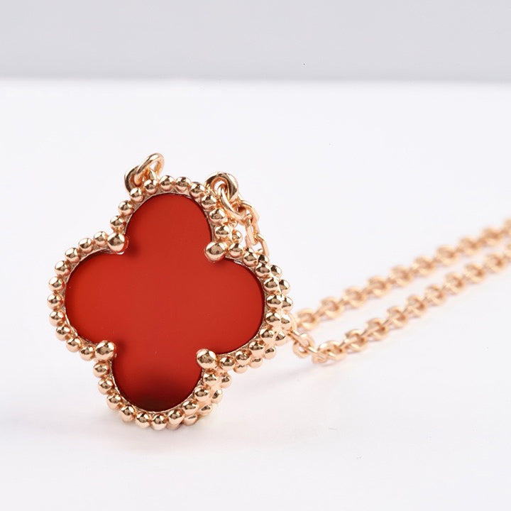 VCA CLOVER 15MM CARNELIAN SINGLE FLOWER NECKLACE
