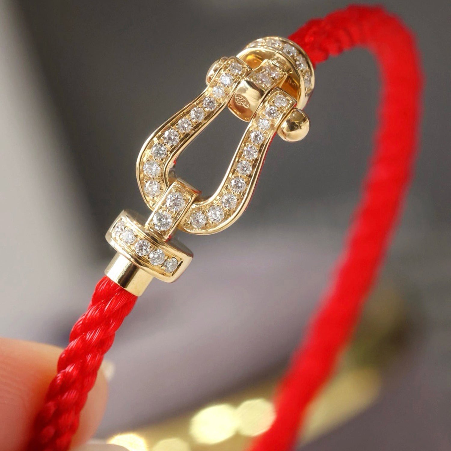 FRED FORCE LARGE HORSESHOE FULL DIAMOND BRACELET GOLD