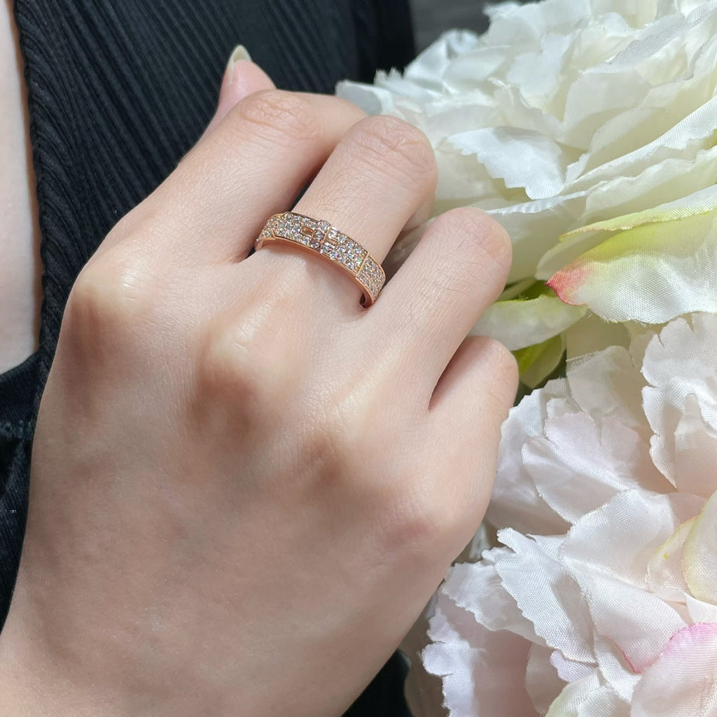 HERMES KELLY PINK GOLD DIAMOND RING