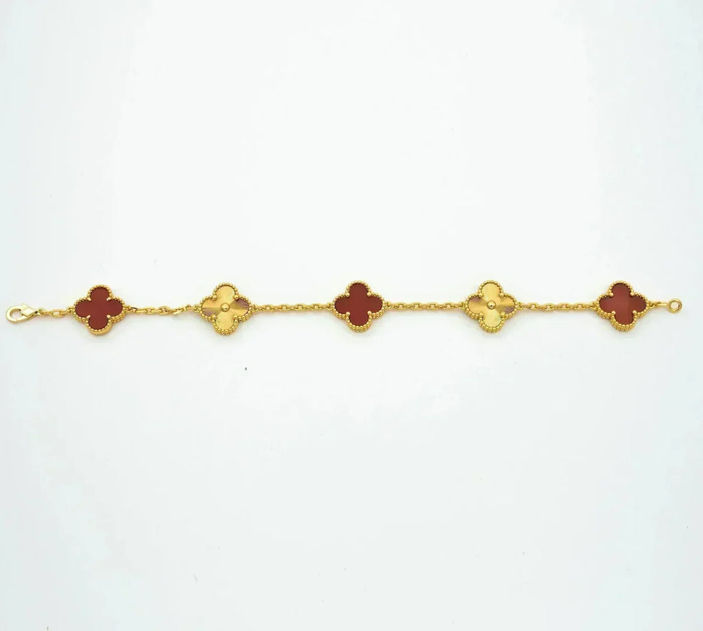 VCA CLOVER 5 MOTIF RED CORNELIAN BRACELET COLLECTION