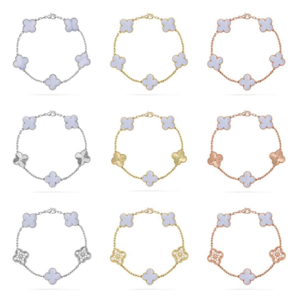 VCA CLOVER 5 MOTIF PURPLE CHALCEDONY BRACELET COLLECTION
