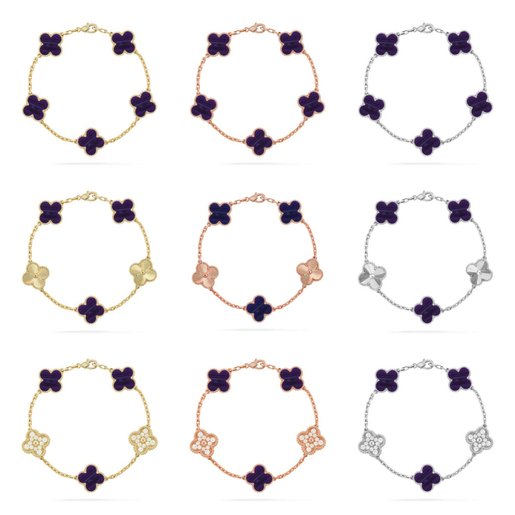 VCA CLOVER 5 MOTIF PURPLE STRIPES BRACELET COLLECTION