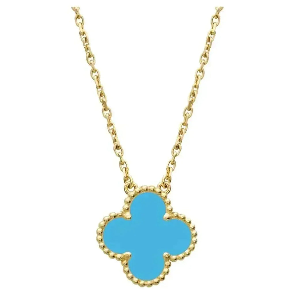 VCA CLOVER 15MM VINTAGE TURQUOISE NECKLACE