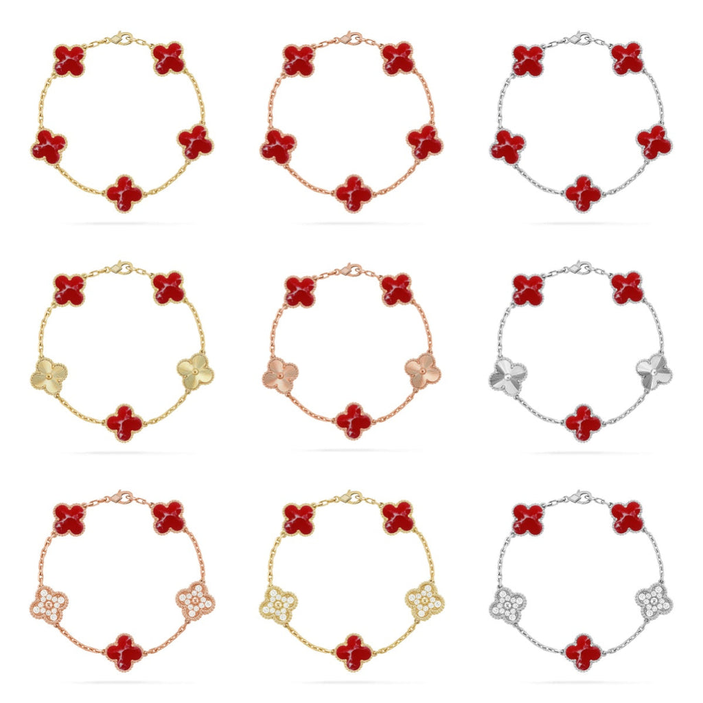 VCA CLOVER 5 MOTIF RED PATTERN BRACELET COLLECTION