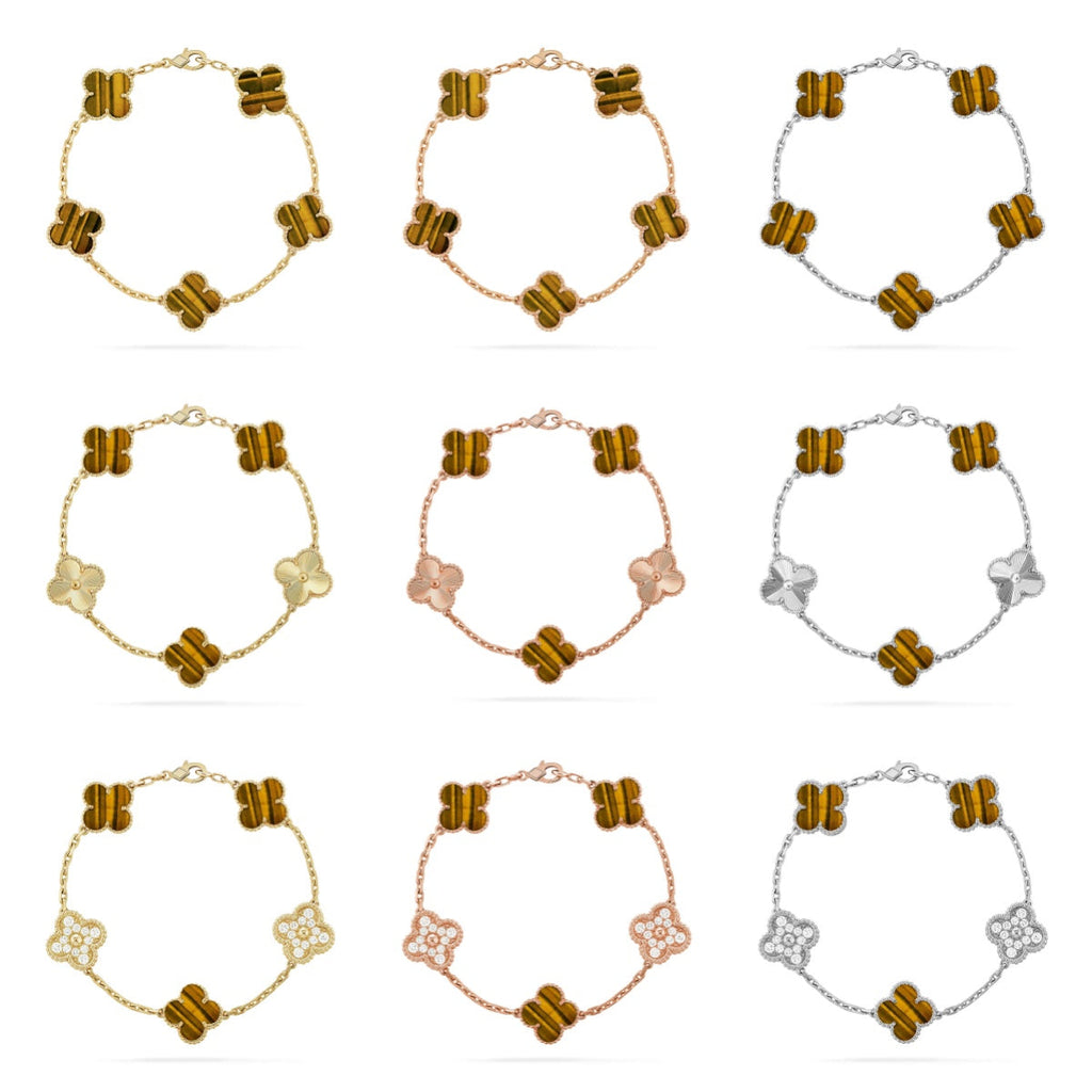 VCA CLOVER 5 MOTIFS TIGER EYE BRACELET COLLECTION