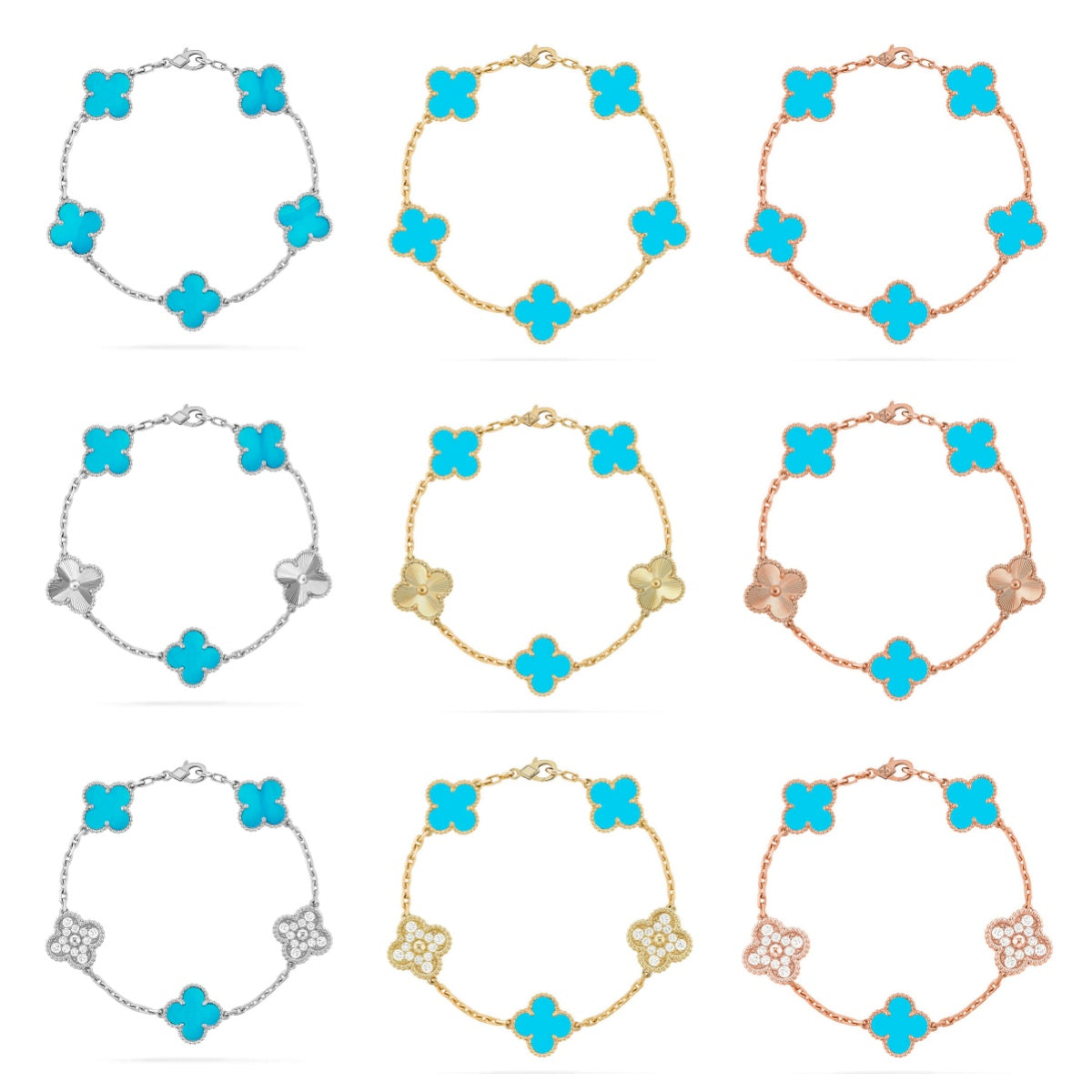VCA CLOVER 5 MOTIF TURQUOISE BRACELET COLLECTION