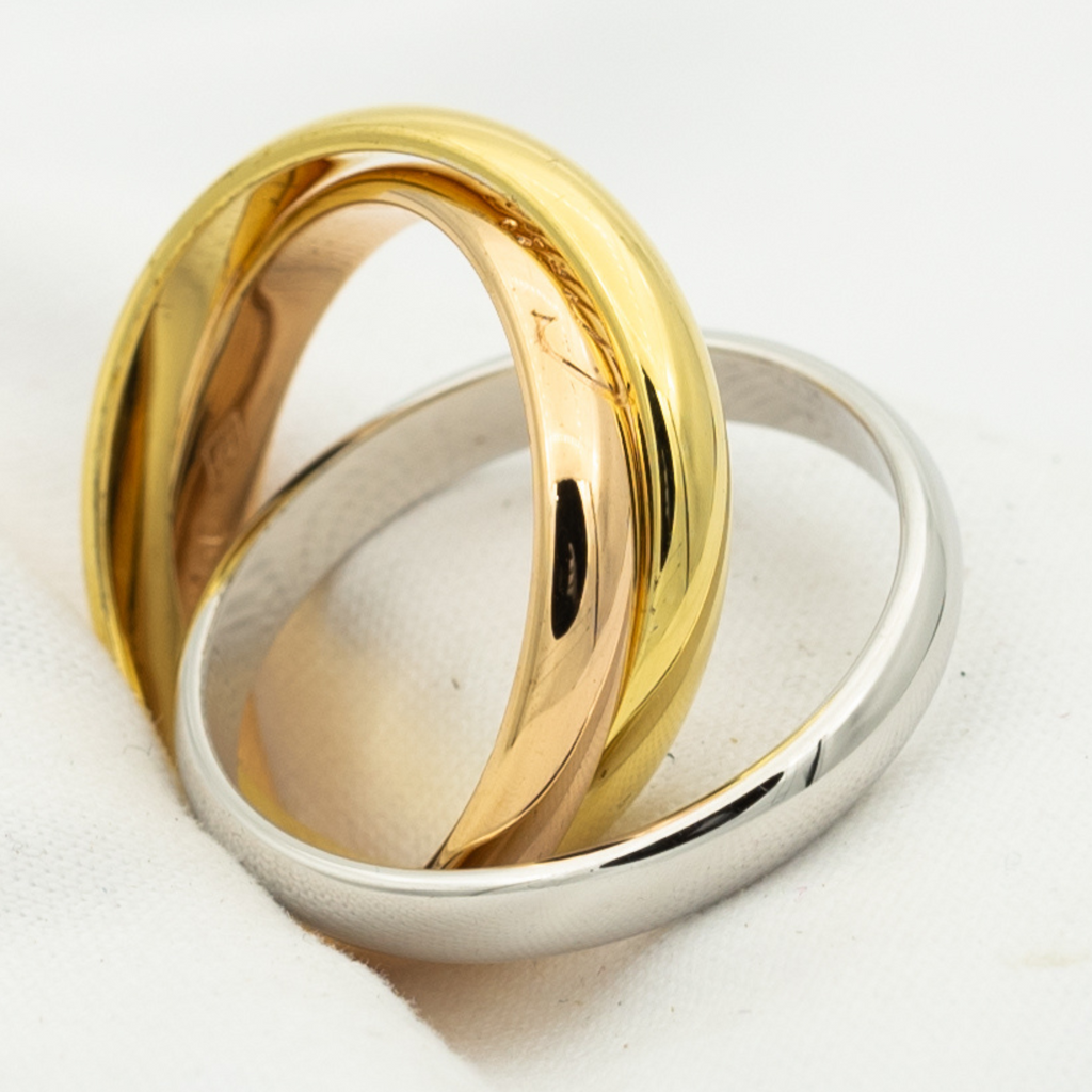 CARTIER TRINITY RING GOLD PINK GOLD SILVER