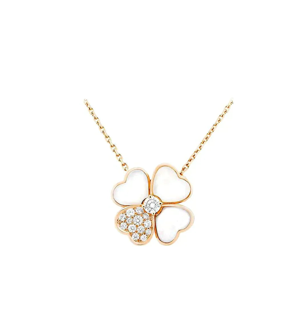 VCA CLOVER MOP DIAMOND ROSE GOLD NECKLACE