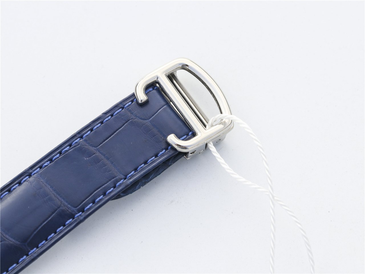 CARTIER BALLON BLEU 42 BLUE DIAL LEATHER BRACELET