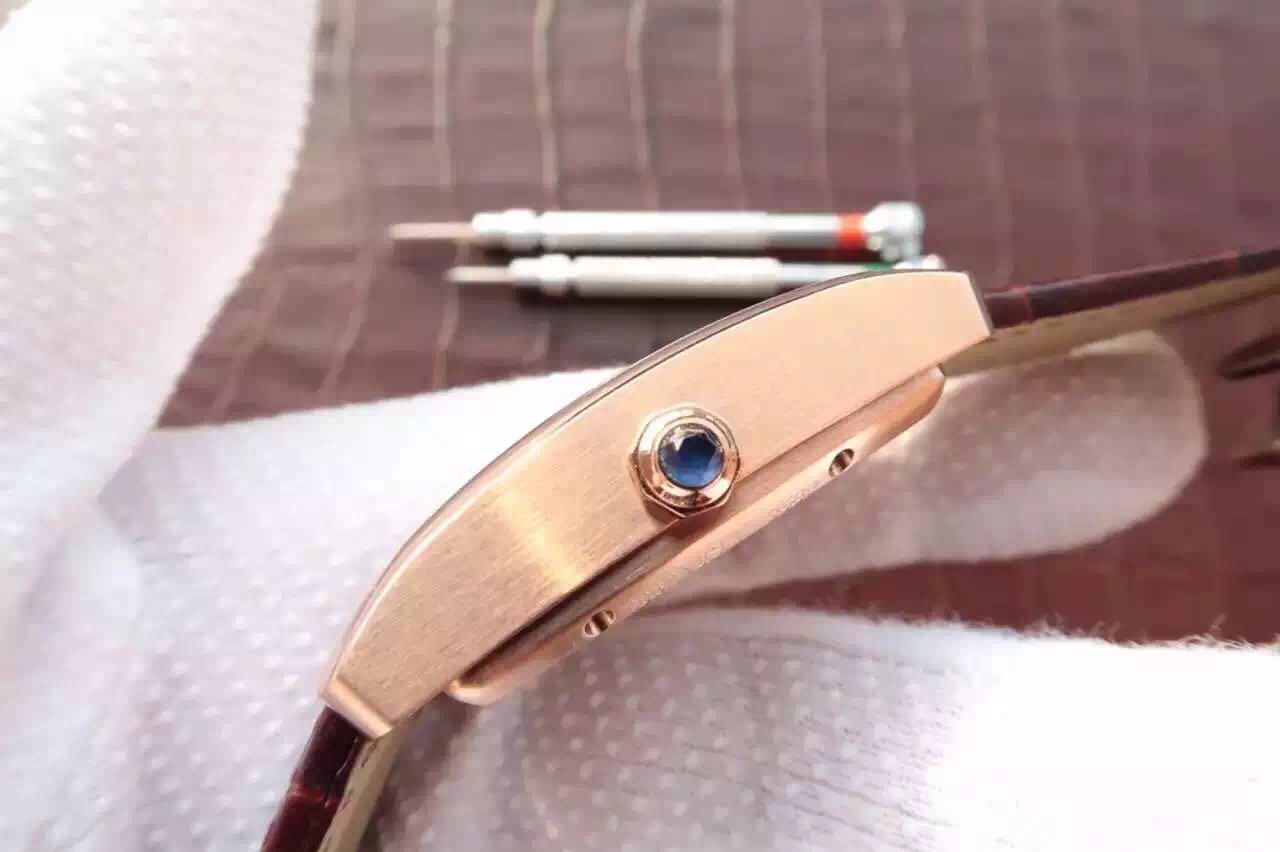 CARTIER TANK MC ROSE GOLD 41 BROWN LEATHER STRAP