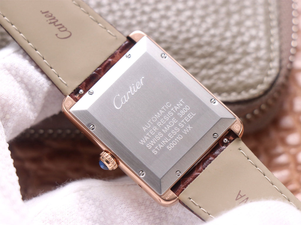 CARTIER TANK SOLO XI W5200026 ROSE GOLD CASE BROWN LEATHER STRAP