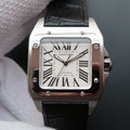 CARTIER SANTOS 100 39MM STEEL CASE WHITE DIAL