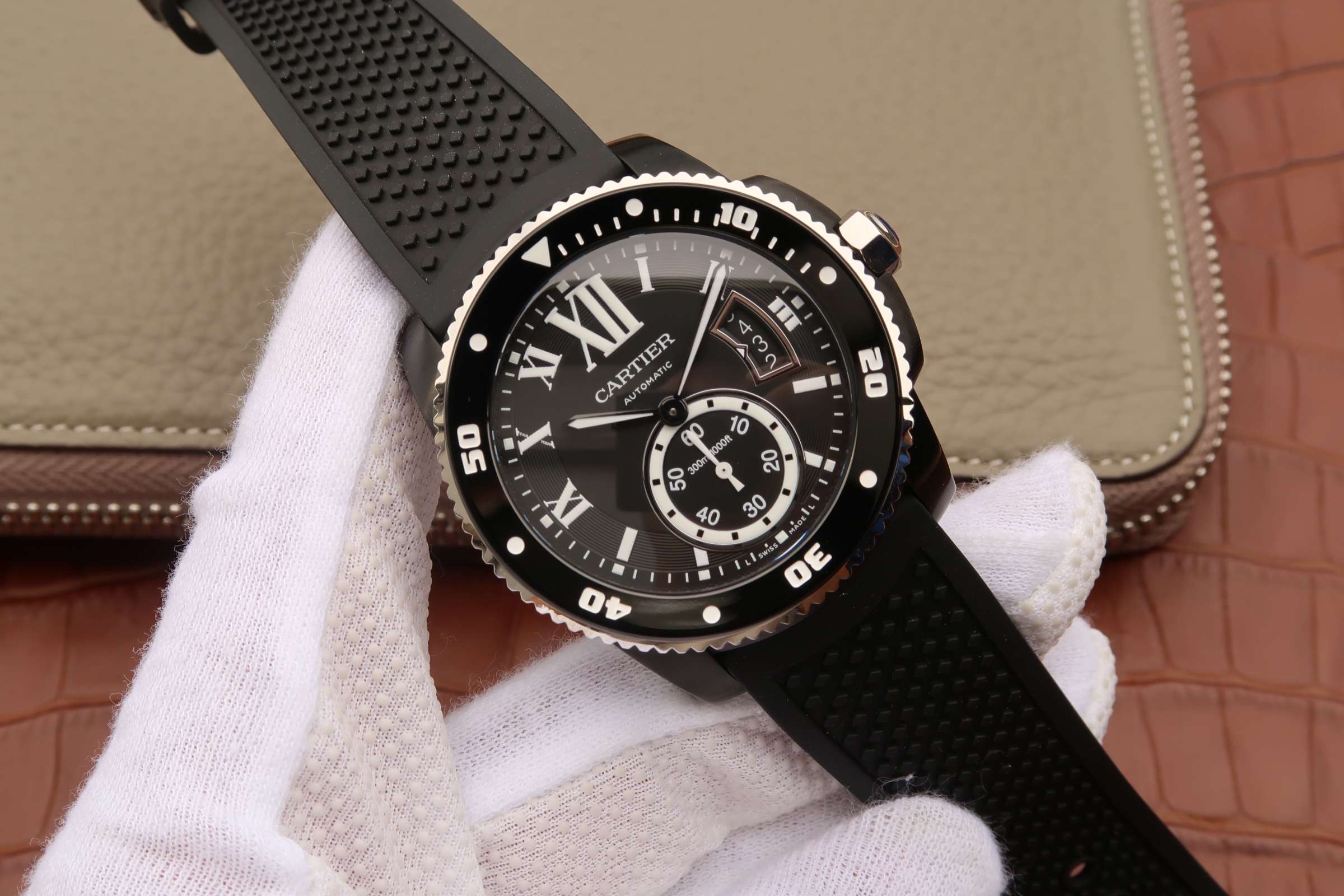 CARTIER CALIBRE DIVER 42 AUTOMATIC BLACK CASE STEEL BEZEL