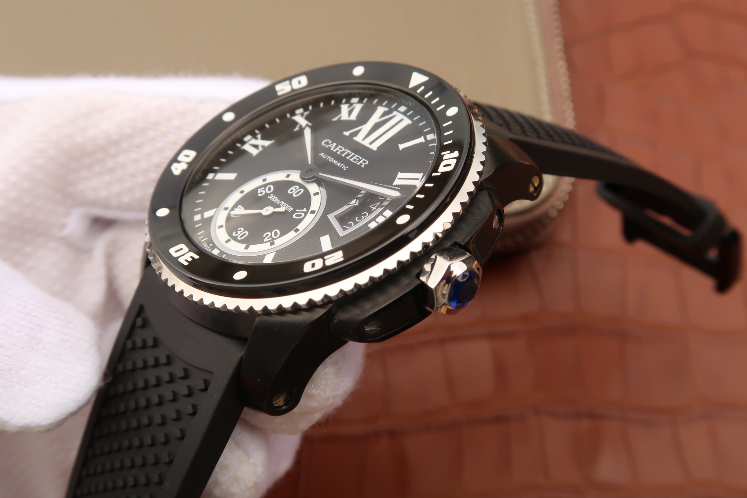 CARTIER CALIBRE DIVER 42 AUTOMATIC BLACK CASE STEEL BEZEL