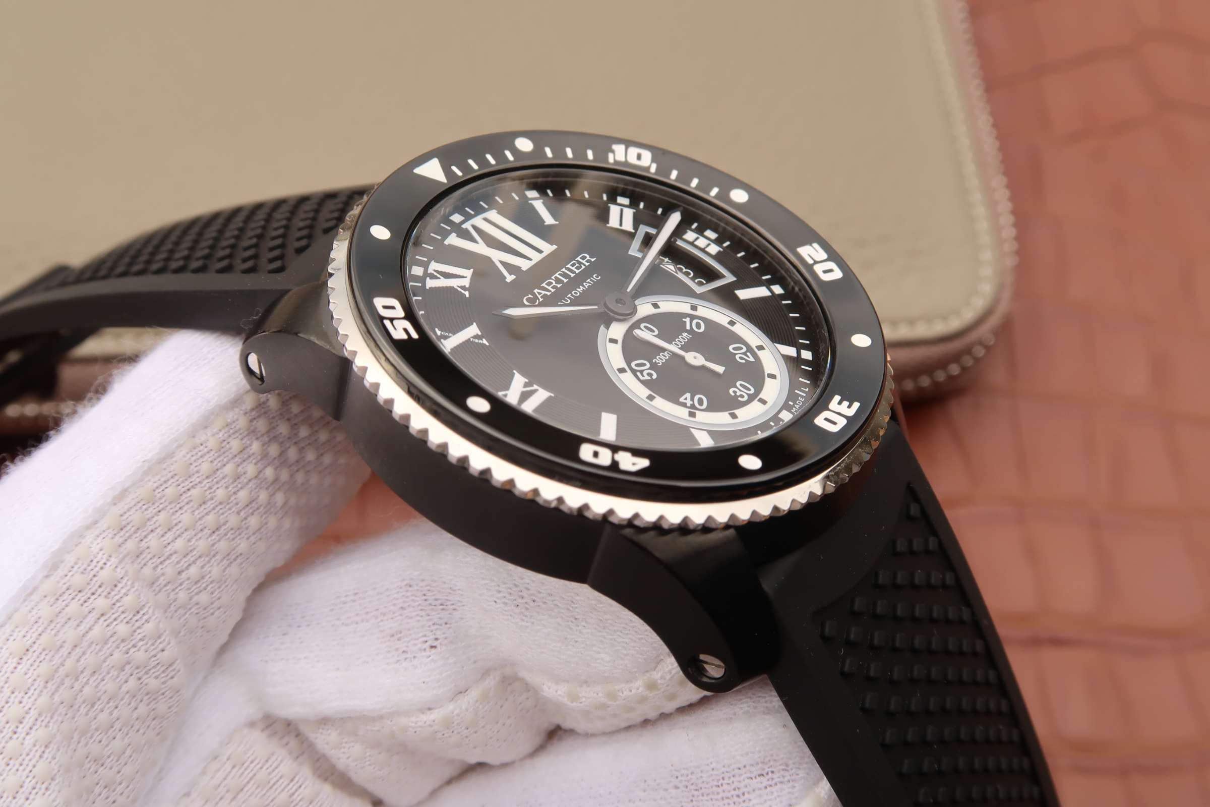 CARTIER CALIBRE DIVER 42 AUTOMATIC BLACK CASE STEEL BEZEL
