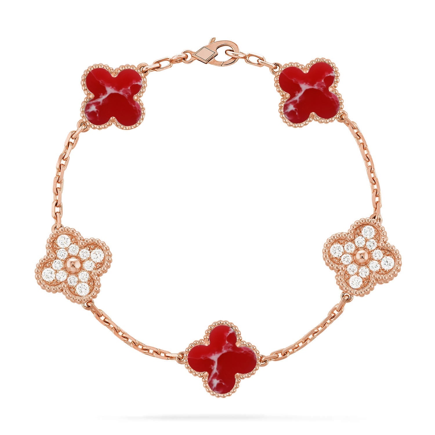 VCA CLOVER 5 MOTIF RED PATTERN BRACELET COLLECTION