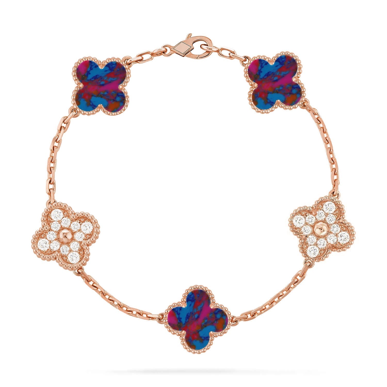 VCA CLOVER 5 MOTIF COLOR GEMSTONES BRACELET COLLECTION