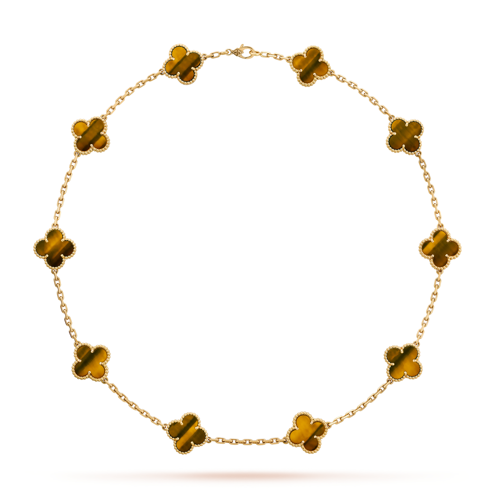 VCA CLOVER 10 MOTIFS TIGER EYE NECKLACE