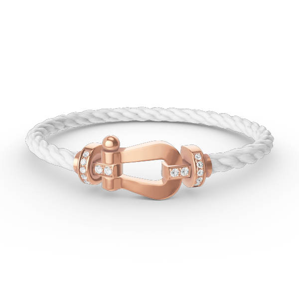 FRED FORCE LARGE HORSESHOE HALF DIAMOND BRACELET ROSE GOLD