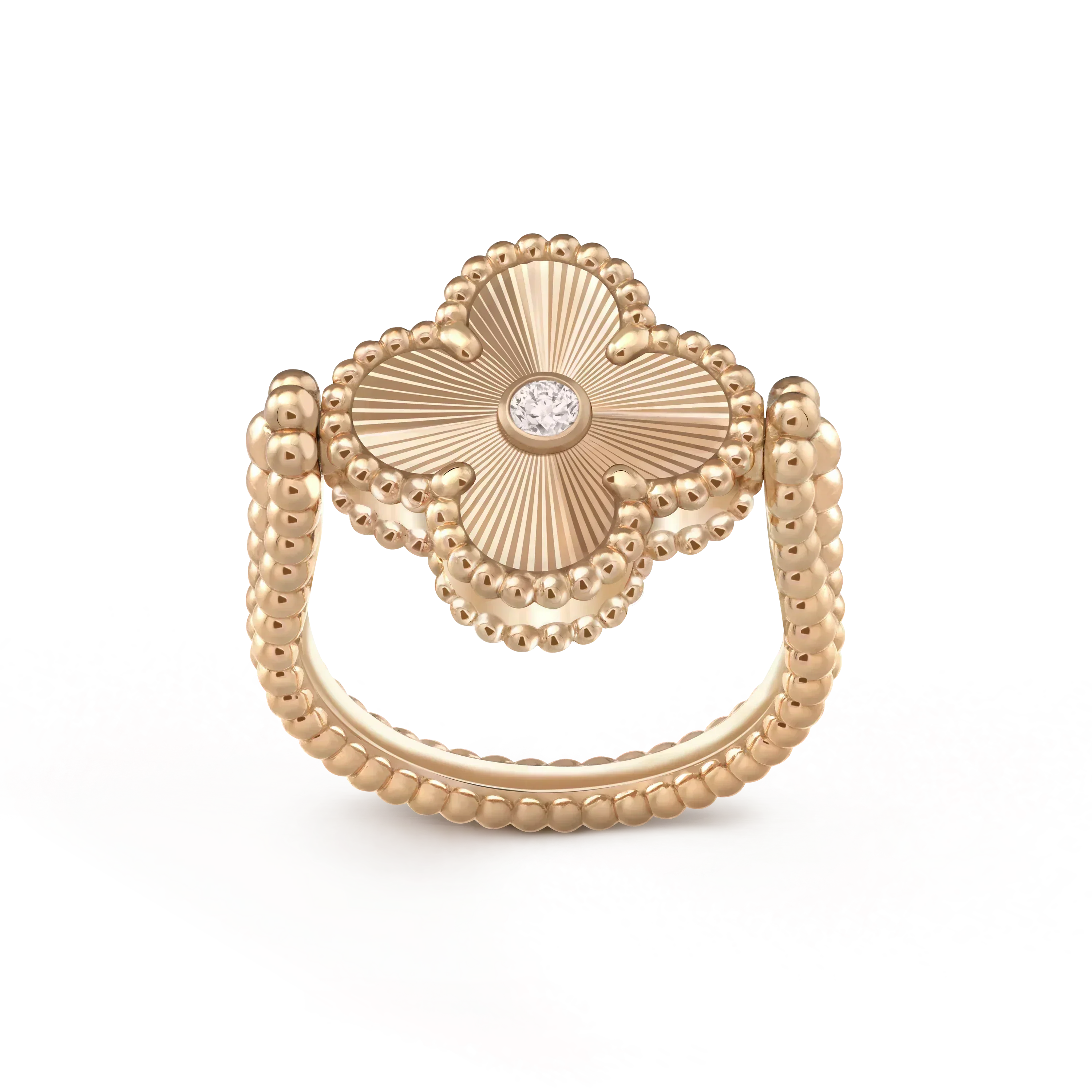 VCA CLOVER RIVERSIBLE PINK GOLD RING