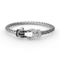 FRED FORCE LARGE HORSESHOE BLACK WHITE DIAMOND BRACELET SILVER