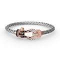 FRED FORCE LARGE HORSESHOE BLACK WHITE DIAMOND BRACELET ROSE GOLD