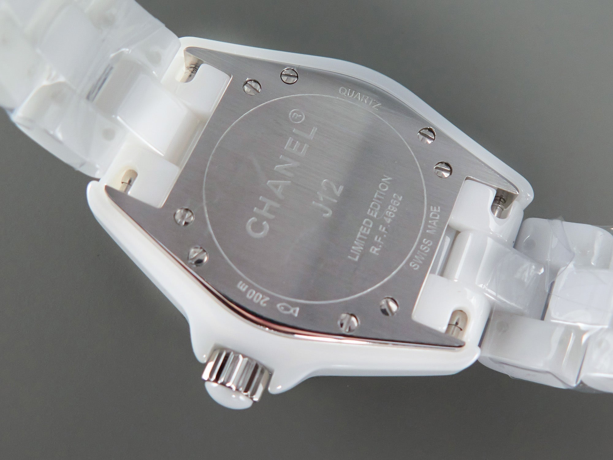 CHANEL J12 33mm Quartz White Ceramic Diamond Numerals Pink Mop Dial