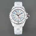 CHANEL J12 Date Quartz White Ceramic Blue Numerals White Dial